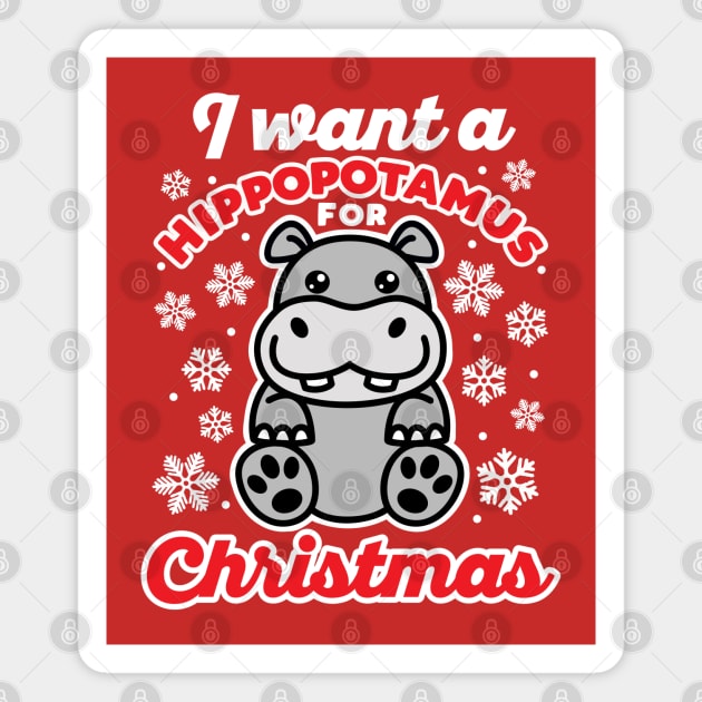 I Want A Hippopotamus for Christmas Cute Hippo Saying Magnet by DetourShirts